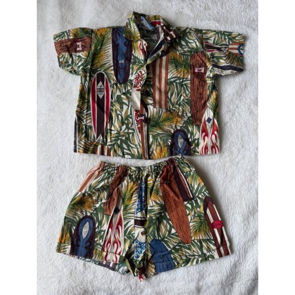 Surfing Hawaiian Shirt and Shorts Set - Picture 1 of 6